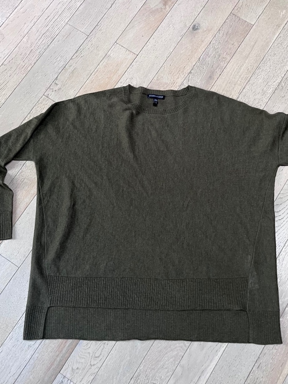 Eileen Fisher Sweater -Tencel/Merino/Alpaca Oversize S Soft Hi-Low Boxy Olive